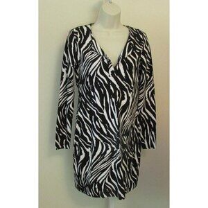 DVF Diane von Furstenberg Reina Zebra Shadow tunic dress black white new 4